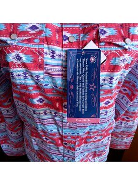 Womens Small Cowgirl Shirt Panhandle Light Turquoise Western Snap Southwestern
